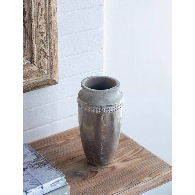 A&B Home Silver and Brown Ceramic Vase
