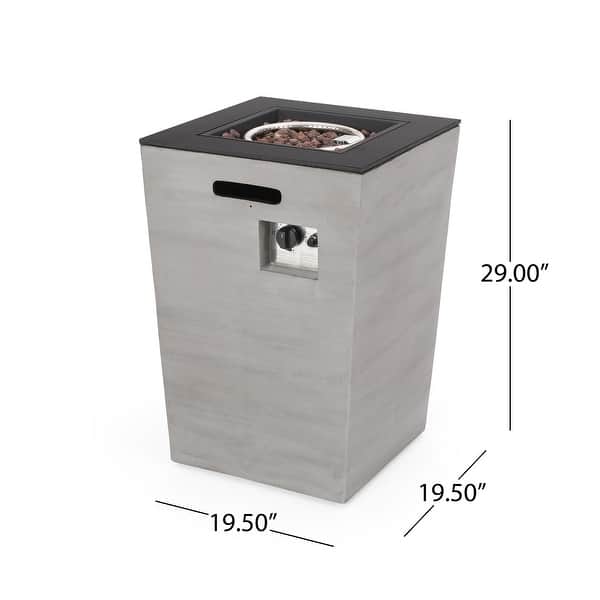 dimension image slide 1 of 2, Langton Outdoor Modern 19.5-Inch Fire Column by Christopher Knight Home - 19.50" W x 19.50" L x 29.00" H