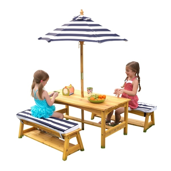 KidKraft Outdoor Table and Bench Set with Umbrella Bed Bath