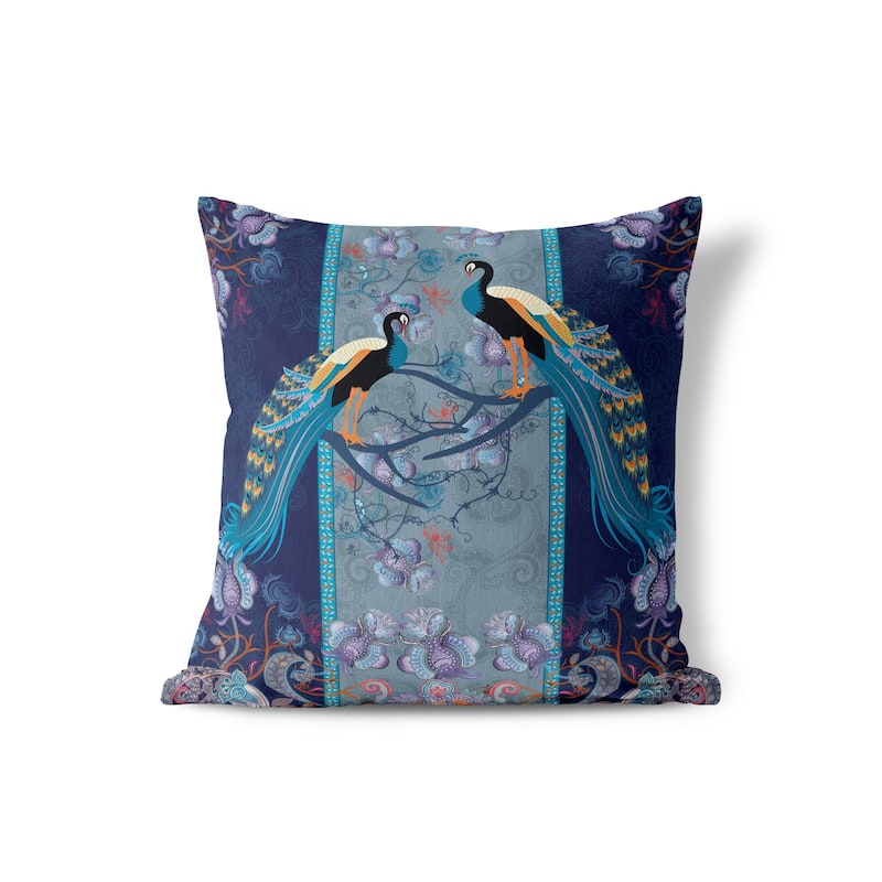 Amrita Sen Enchanted Peacock Faux Suede Accent Pillow - 20" x 20"