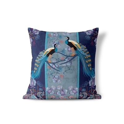 Amrita Sen Enchanted Peacock Faux Suede Accent Pillow
