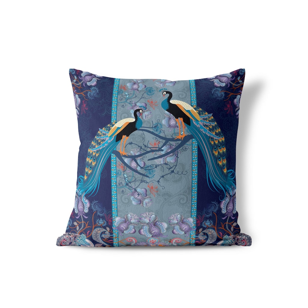 Amrita Sen Enchanted Peacock Faux Suede Accent Pillow