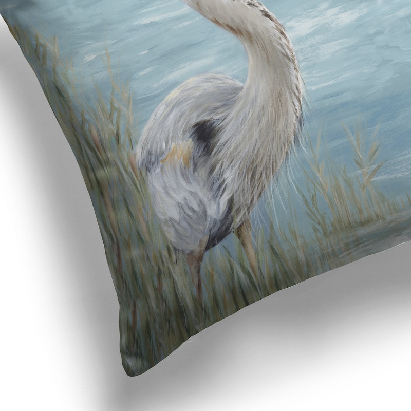 Laural Home Heron by the Bay Outdoor Decorative Pillow
