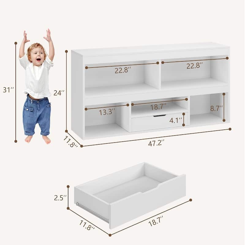 Kids Storage Organizer with DrawerToy Storage Shelf 5 Cubes Storage OrganizerCabinet
