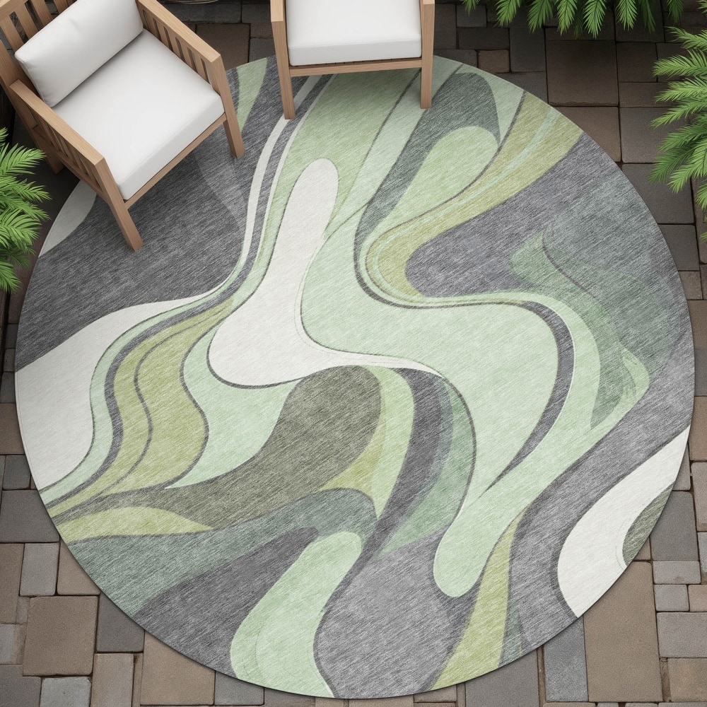 Machine Washable Indoor/Outdoor Soft Contemporary Chantille Rug