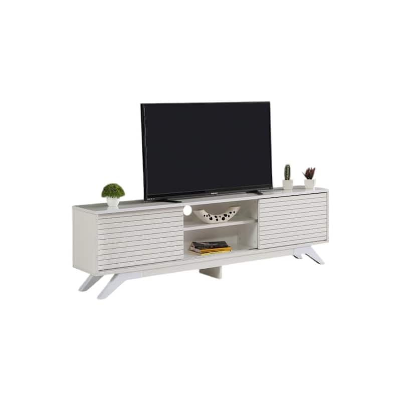 Lucina Modern TV Stand with 2 Sliding Door Cabinet 2 Shelves, Living Room Entertainment Center
