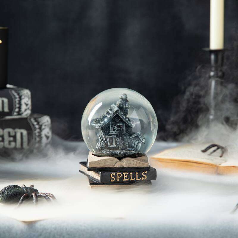 Glitzhome 100mm Halloween Polyresin Haunted House Water Globe - Multi