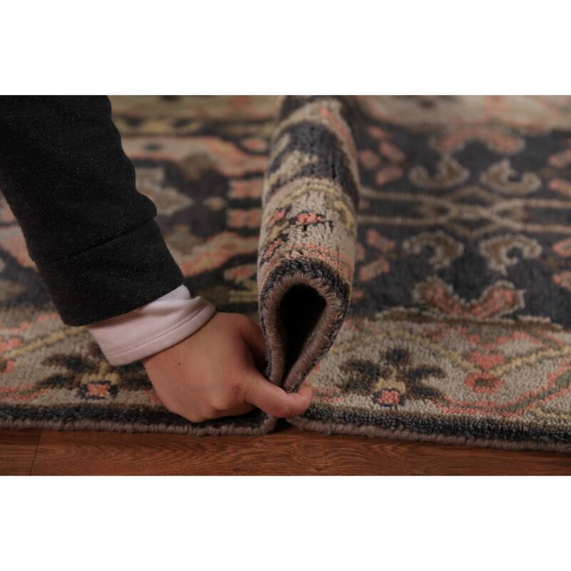 Gray Oushak Indian Runner Rug Handmade Floral Wool Carpet - 2'6"x 7'10"