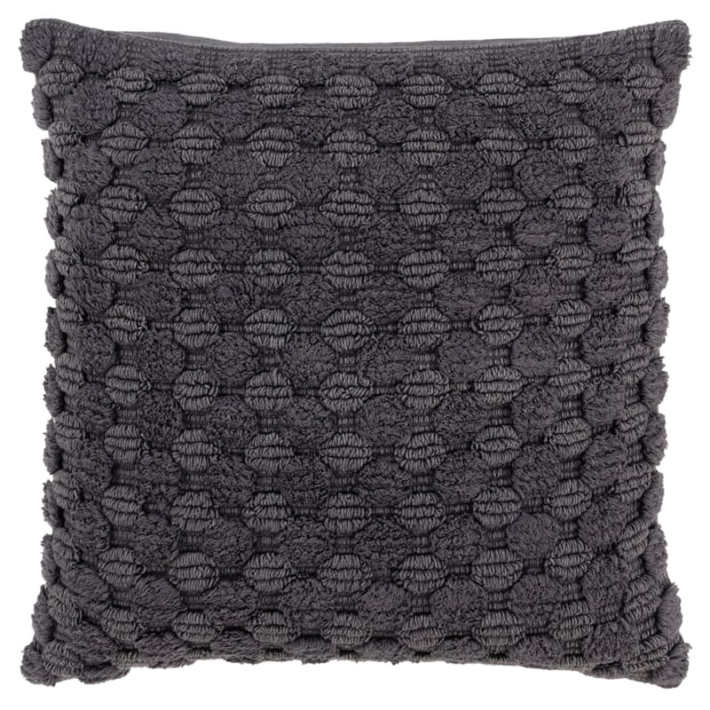 Rizzy Home Woven Textured Solid Throw Pillow - Charcoal Grey - Polyester