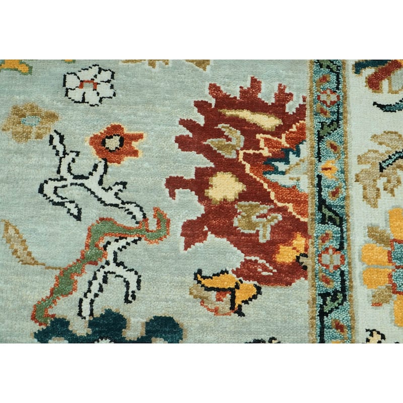 Mint Arts & Crafts Oushak Wool Rug 8x10 Hand Knotted by LoomBloom - 7' 11'' x 10'