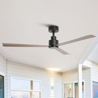 52-inch Transitional DC Motor Black Remote Indoor Ceiling Fan without Lights