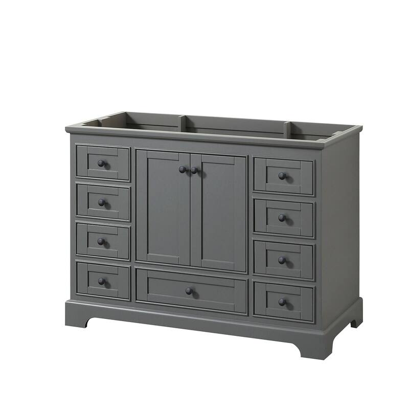 Wyndham Collection Deborah 47-1/4" Free Standing Single Wood Vanity - Dark Gray / Matte Black Hardware