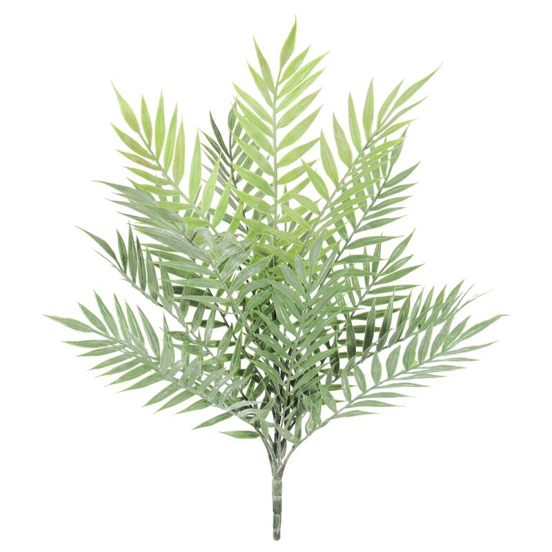 Set of 2 Frosted Green Artificial Palm Leaf Stem Plant Greenery Foliage Bush 13in - 13" L x 15" W x 15" DP