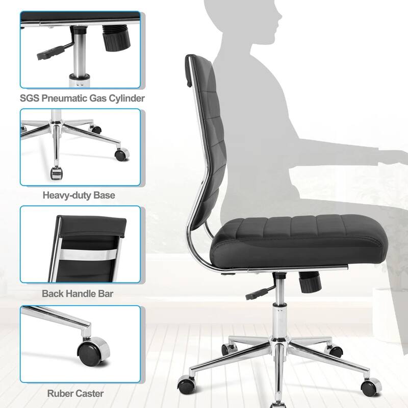 Armless Ergonomic Office Chair Modern Swivel Chair for Home & Office