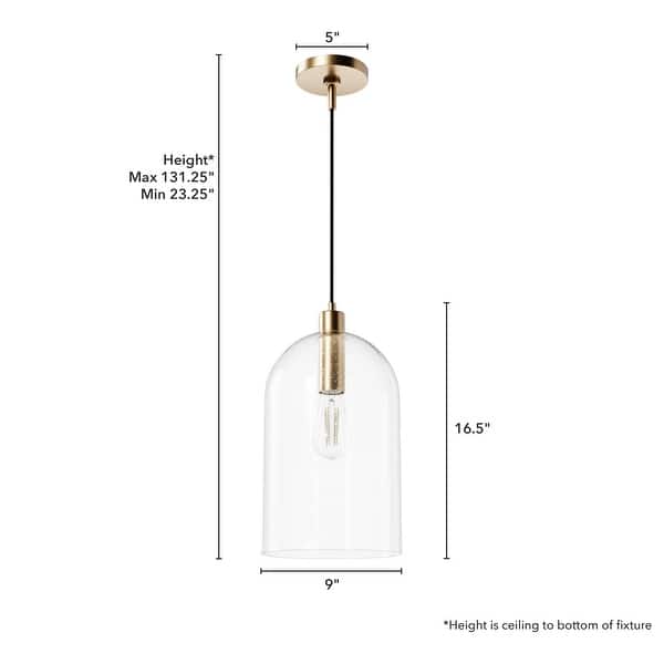 dimension image slide 2 of 5, Hunter 16" Lochemeade 1-Light Pendant - Kitchen Island, Dining Room, Bedroom - Modern Farmhouse, Contemporary, Industrial