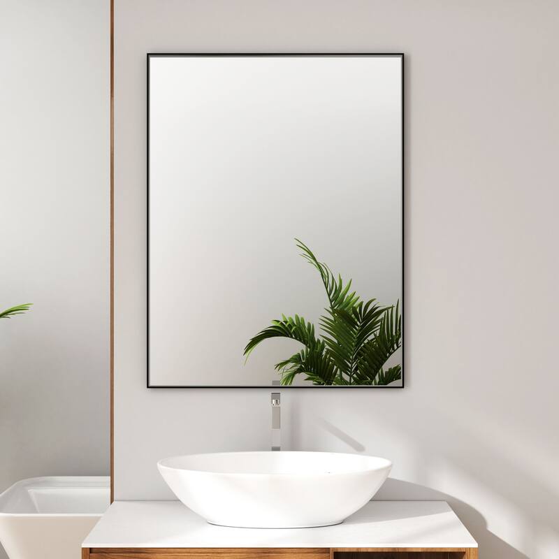 Organnice Rectangular Mirror Modern Black Frame Bathroom Vanity Mirror Clean Glass - 28"L*36"W