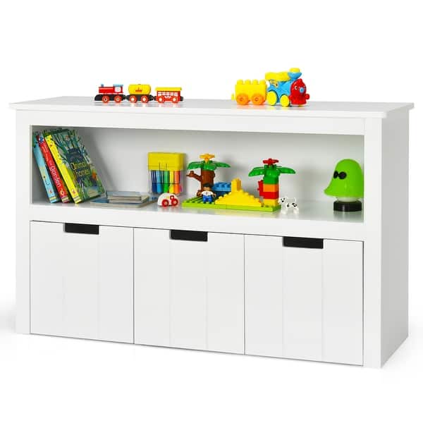 slide 2 of 6, Storage Cabinet Toy Organizer with 3 Removable Drawers Rolling Wheels White