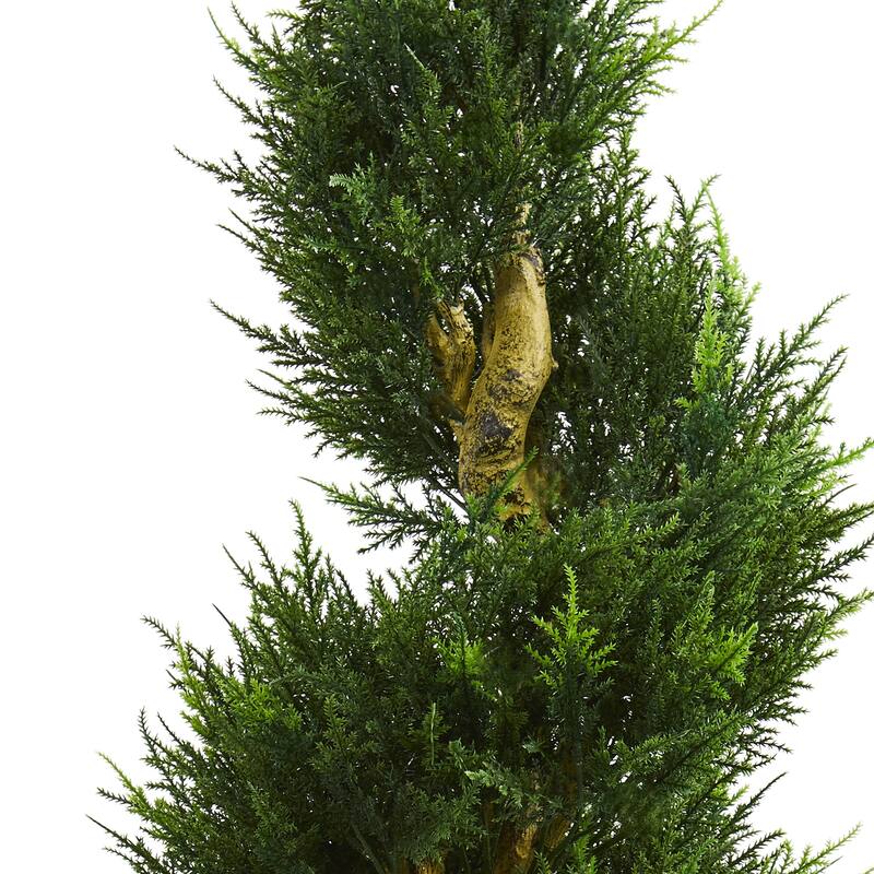 5.5ft Cypress Spiral Artificial Tree in Black Wash Planter with UV Resistant Greenery for Indoor or Outdoor Spaces