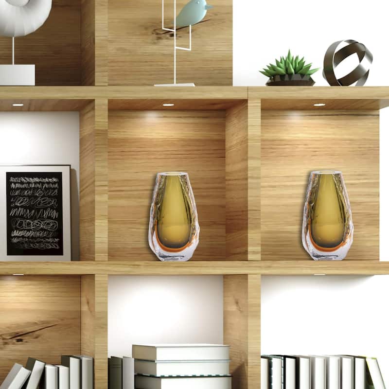 Dusty Olive Crystalized Glass Vase- Tall