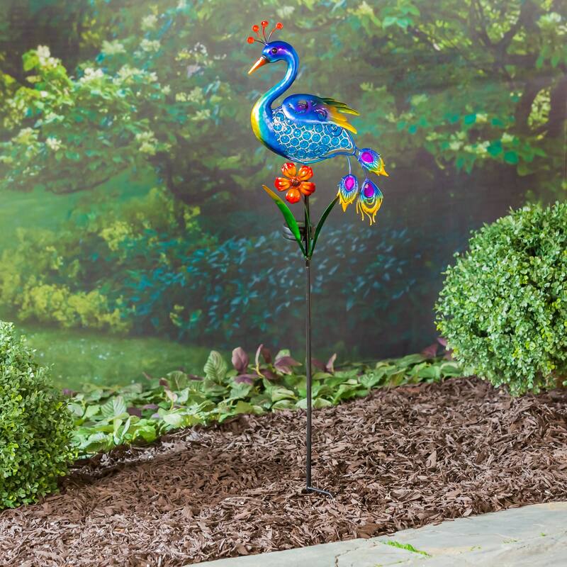 36"H Solar Garden Stake, Peacock