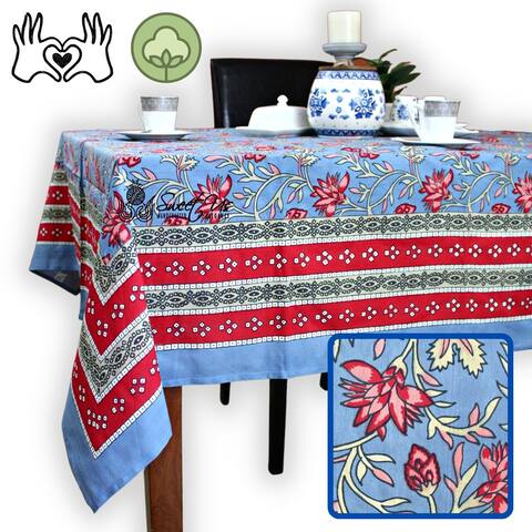 Cotton Floral Exuberance Tablecloth Round, Rectangle