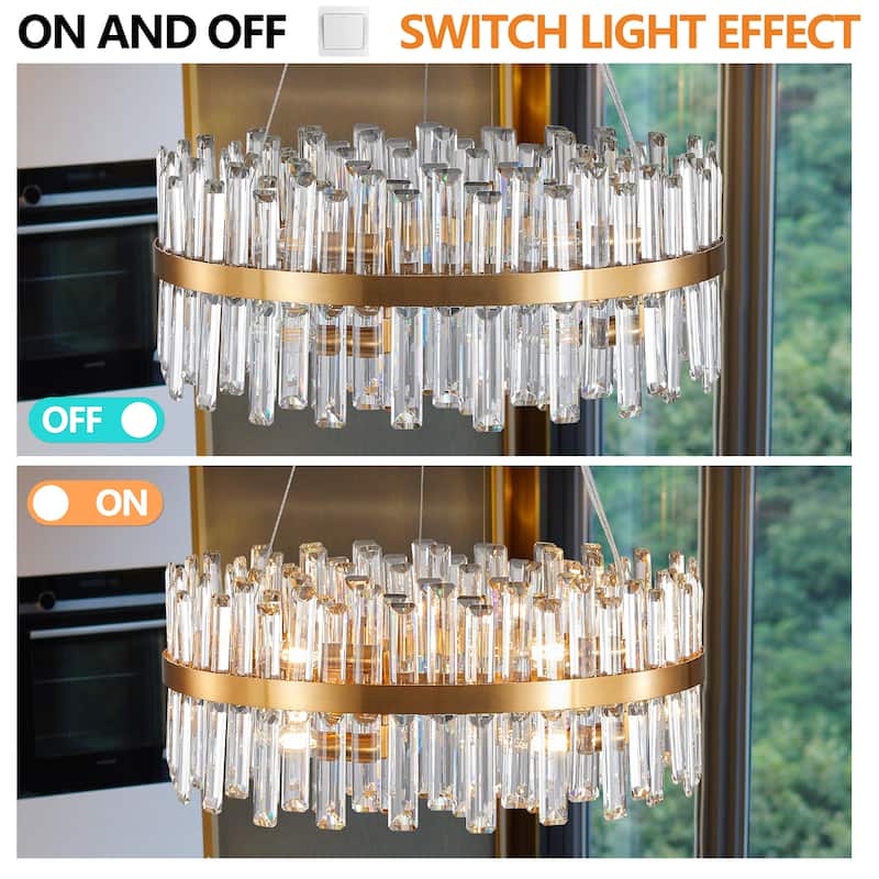 23.6 Inches Chandeliers Crystal Decorative Lights Simple Modern Dining Room LED Lighting,for Home Decor (Bulbs Not Included)