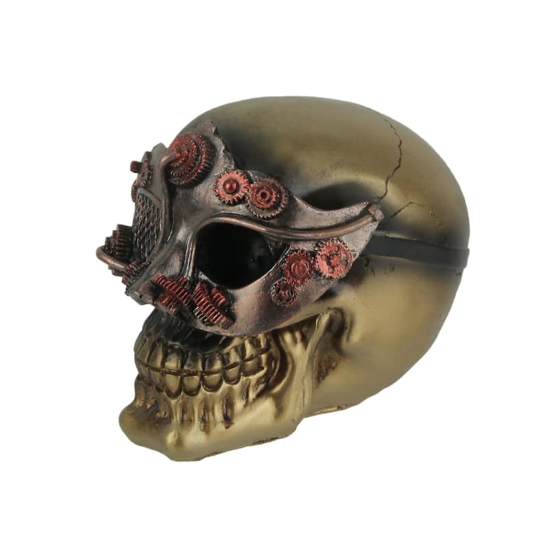 Resin Steampunk Masquerade Skull Statue Gothic Figurine Sculpture Art - 4.5 X 5.75 X 4.75 inches