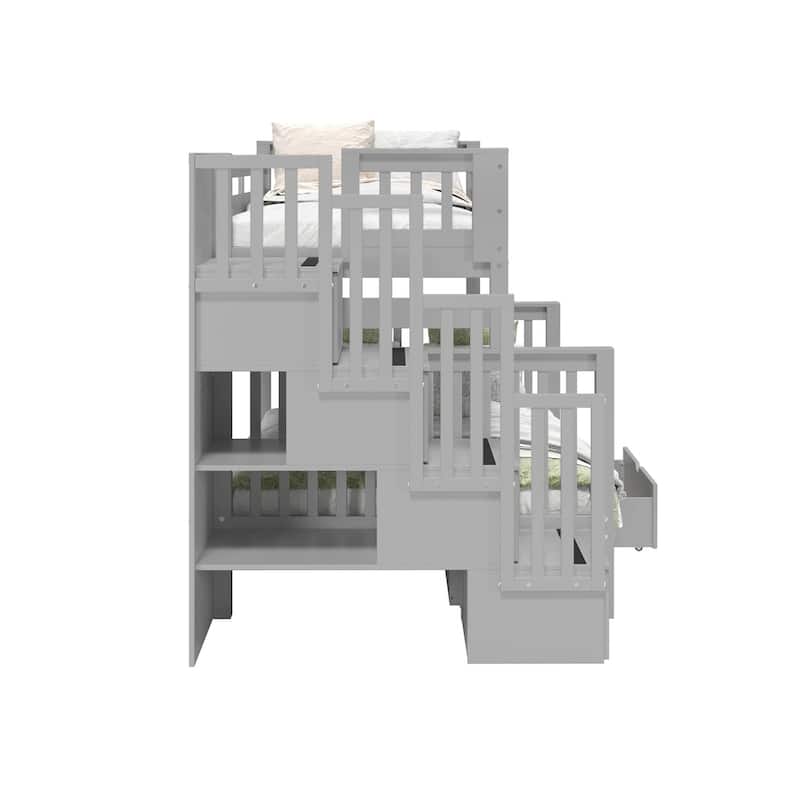 Taylor & Olive Trillium Twin over Full Stairway Bunk Bed, 2 Drawers