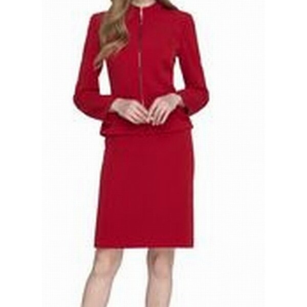 tahari red skirt suit