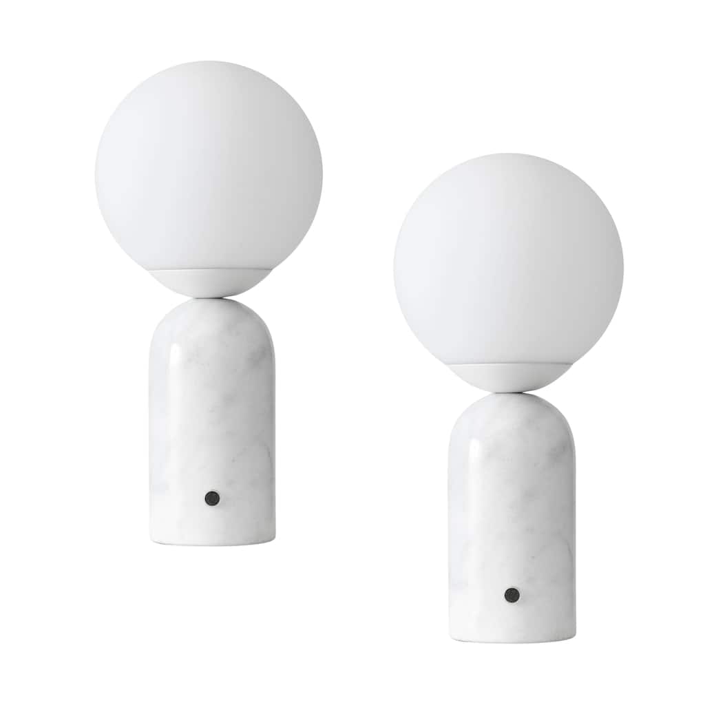 Brightech Mila Tall 15 in. White Mid-Century Modern Integrated LED Bedside Table Lamp with Built-In 3-Way Dimmer (2-Pack)