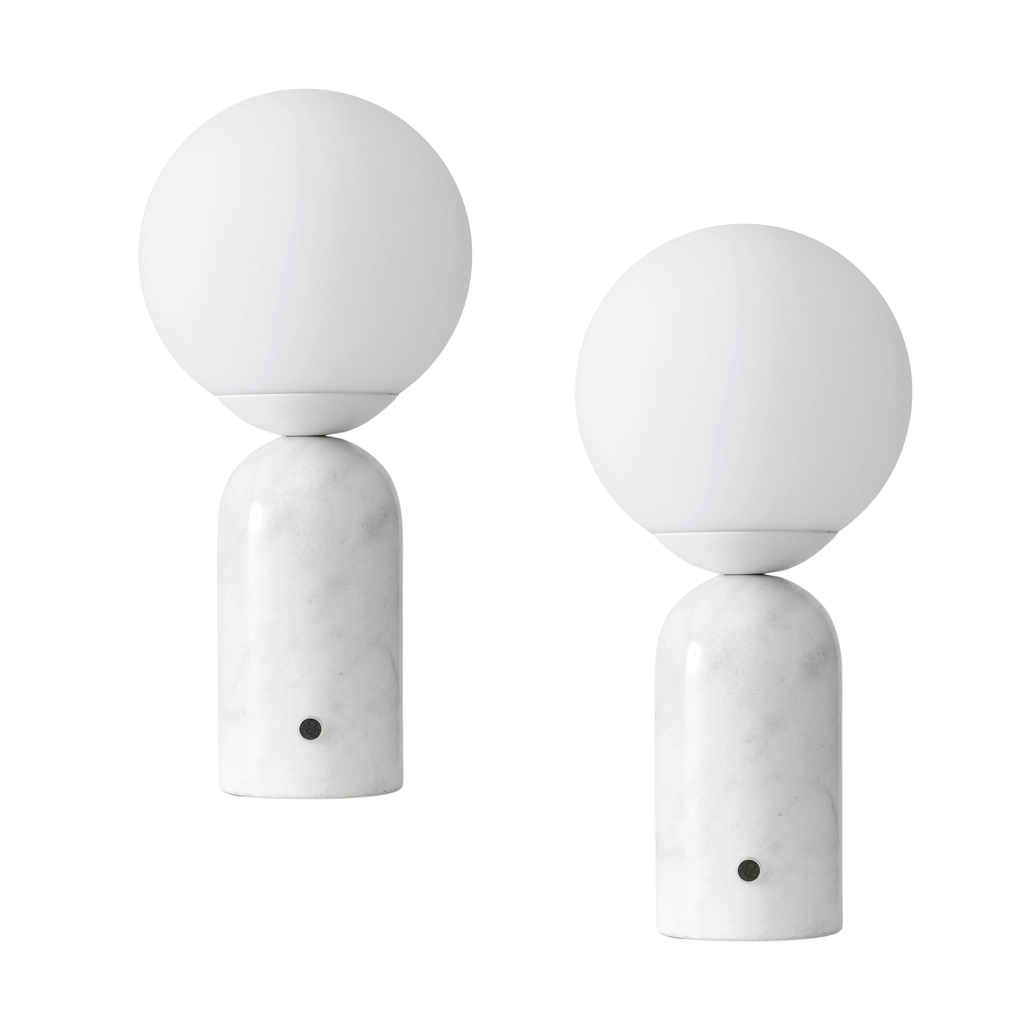 Brightech Mila Tall 15 in. White Mid-Century Modern Integrated LED Bedside Table Lamp with Built-In 3-Way Dimmer (2-Pack)