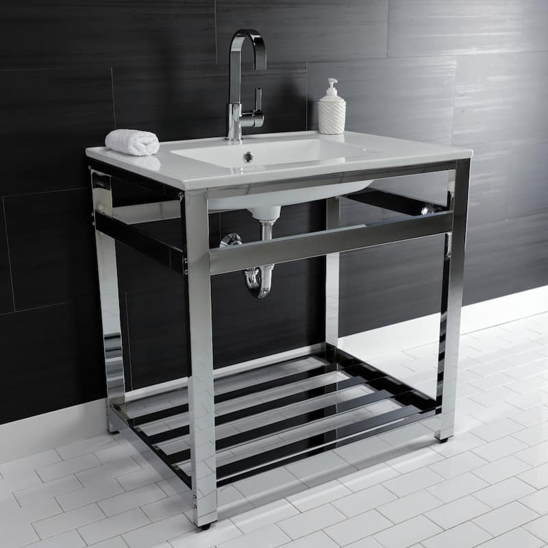 Continental Single-Handle Bathroom Faucet with Push Pop-Up in Polished Chrome