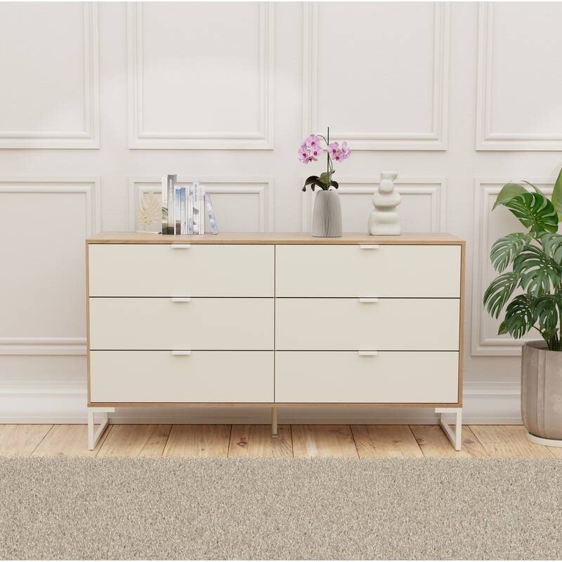 Kappesberg New Collins 2-Piece Bedroom Set, 6-Drawer Dresser and One 2-Drawer Nightstand