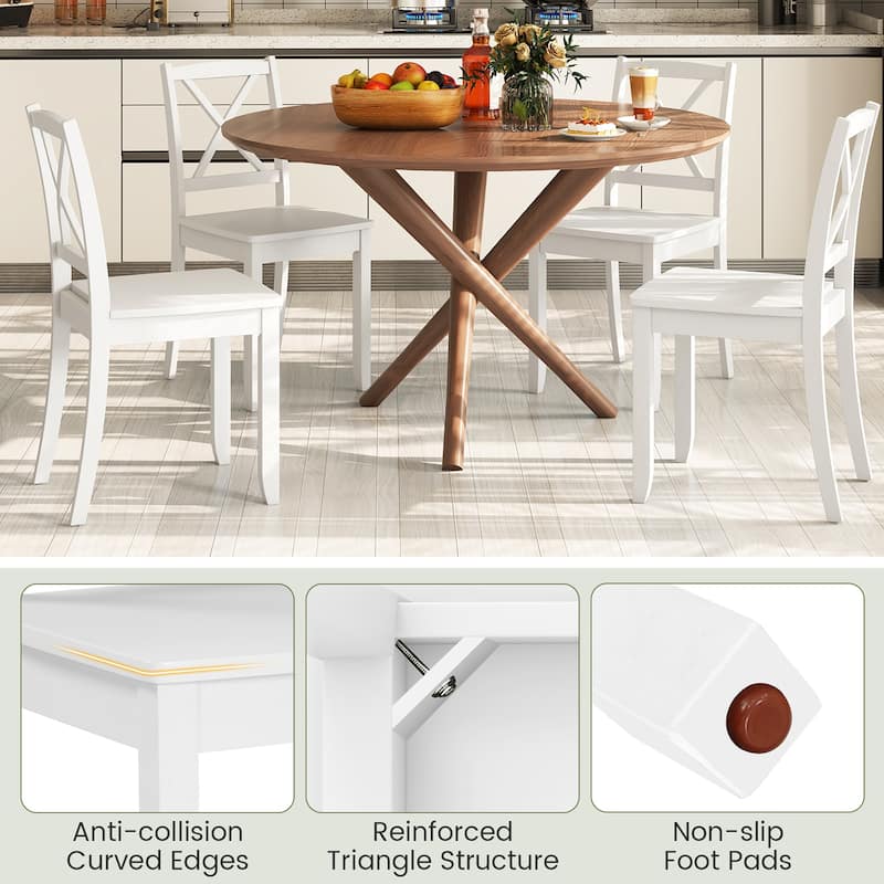 Gymax Dining Chair Set of 4 Kitchen Side Chairs w/ Rubber Wood Legs &