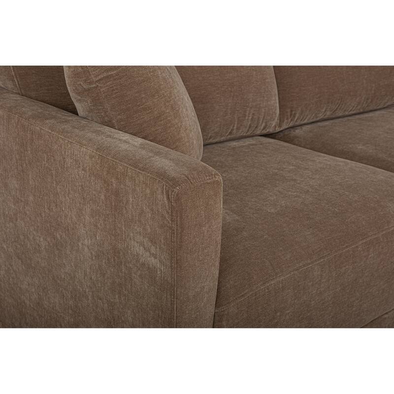 NADAAL STUDIOS Nyver Left-Facing Sectional, Deep Seat Layout with Oak Legs and Textured Polyester Upholstery, Camel