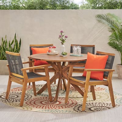 Mcgill Outdoor 5 Piece Acacia Wood Dining Set by Christopher Knight Home