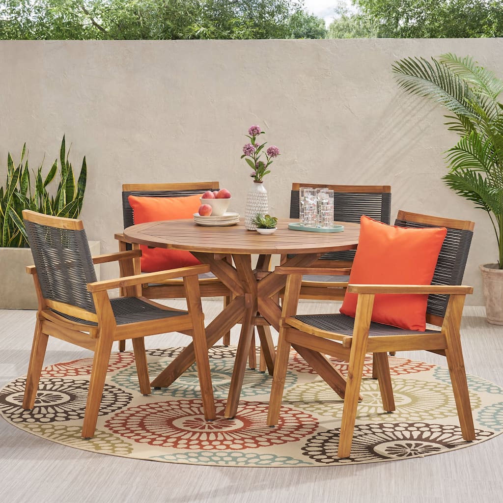 Mcgill Outdoor 5 Piece Acacia Wood Dining Set by Christopher Knight Home