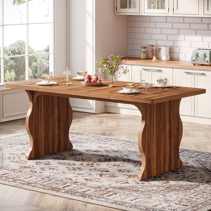 Modern Dining Table, 63" Rectangular Kitchen Table Black Dinner Table