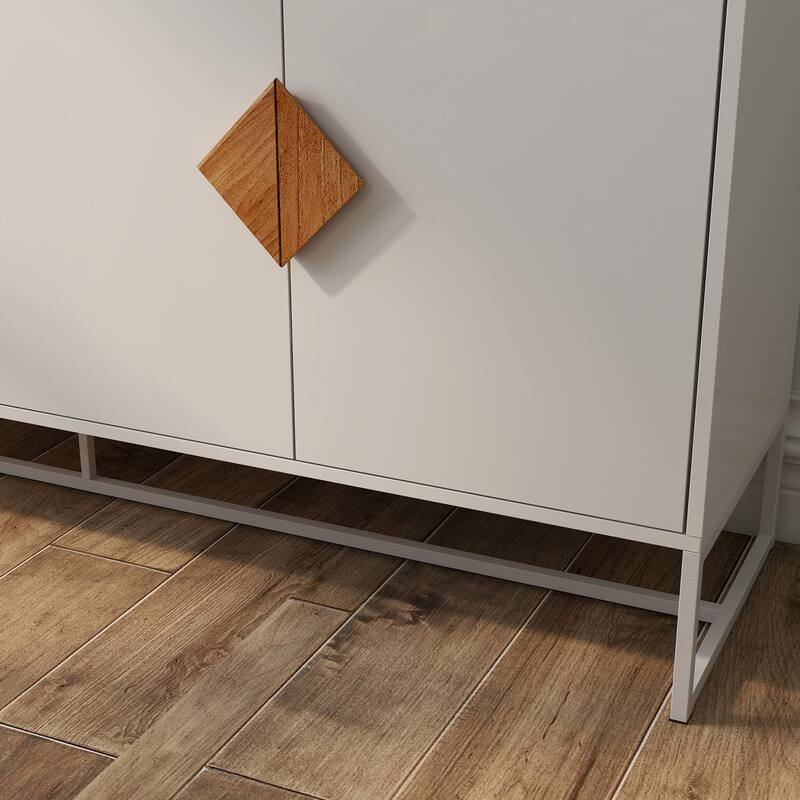 Modern Sideboard Buffet Cabinet Entrance Cabinet with 2 Storage Compartments and Square Handles, for Living Room