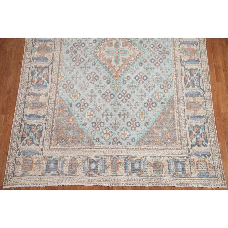Hand Knotted Oriental 100% Wool Carpet Traditional Medallion Navy Blue & Blues Joshaghan Area Rug - 9' 6'' X 6' 3''