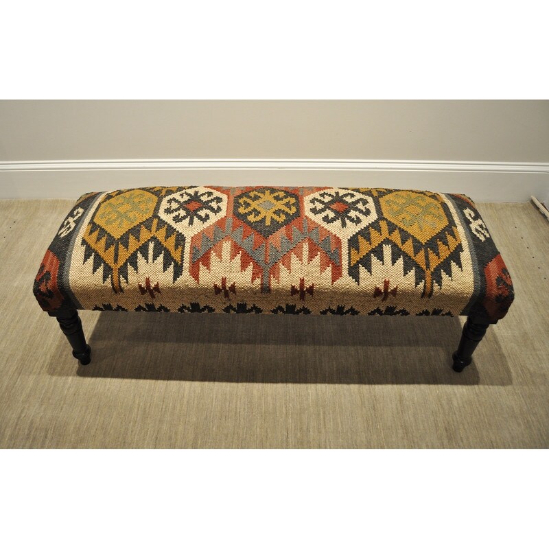 HERAT ORIENTAL Handmade Kilim Upholstered Bench with Drawers 14 x17 x33 Bed Bath Beyond 37191523