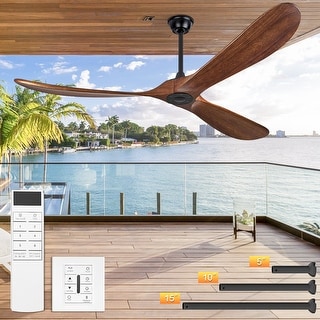 72 Inch Solid Wood Ceiling Fan without Light With Wall Switch and ...