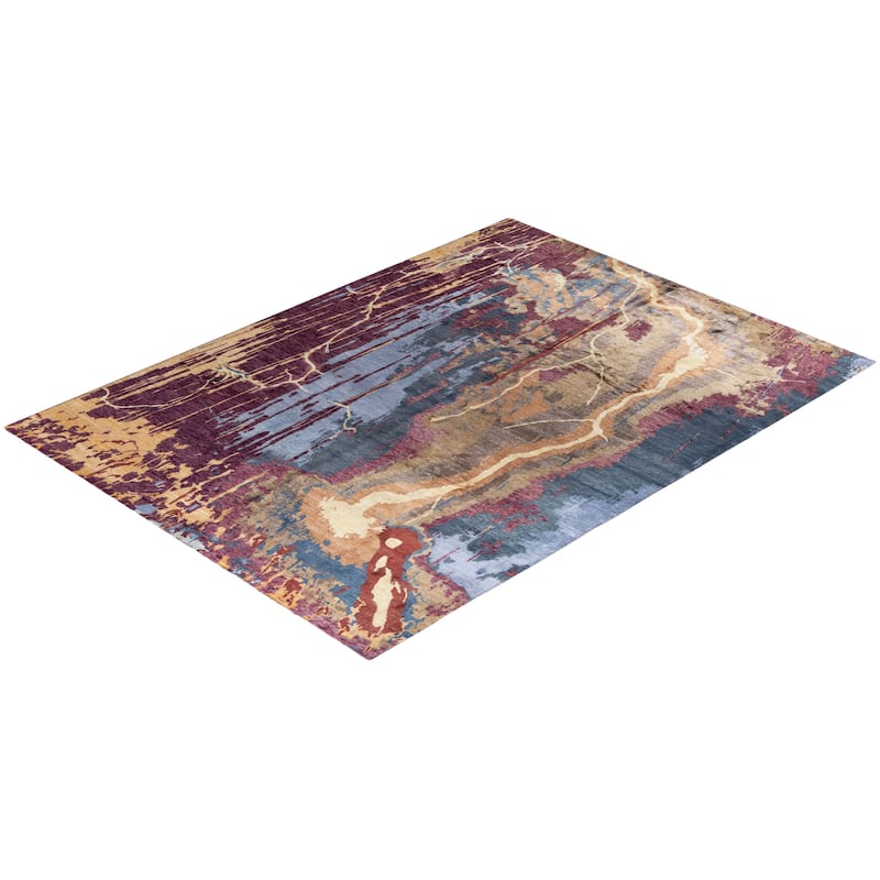 Modern One-of-a-Kind Hand-Knotted Area Rug - Pink, 9' 3" x 12' 1" - 9' 3" x 12' 1"