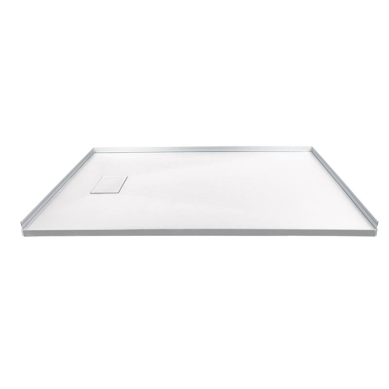 Transolid FZS6036-09 60-in L x 35.5-in W Zero Threshold End Drain Shower Base, Black - 60-in L x 35.5-in W - White