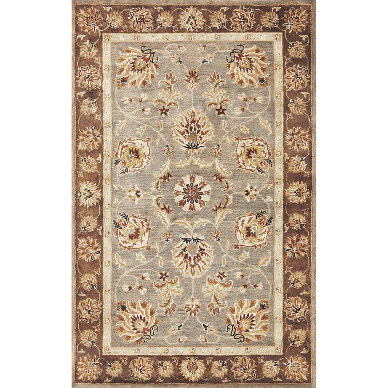 Domani Alexandria Grey/Mocha Traditional Hand-tufted Wool Area Rug - 5' x 8' - Taupe