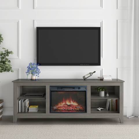 TV Stand with an Electronic Fireplace, Rustic TV Cabinet