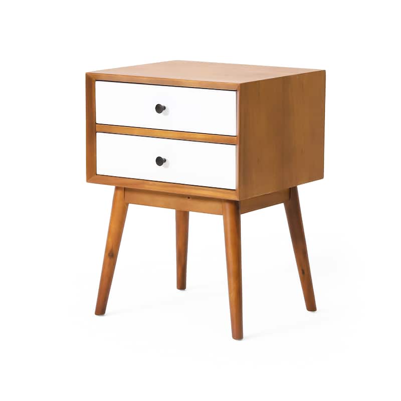 Modern Wooden 2-Drawer Nightstand with Four Legs for Bedroom