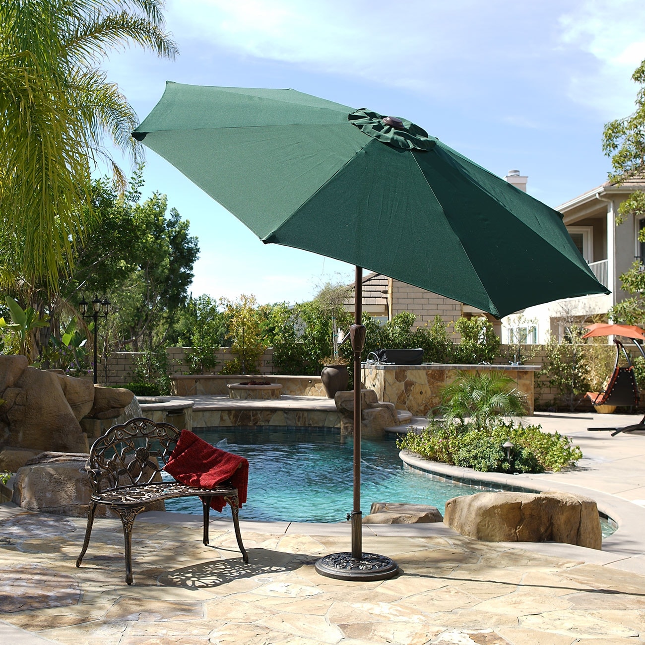 Shop Black Friday Deals On Belleze 9ft Tilt Umbrella Crank To Open Patio Lawn Dark Green Overstock 15921610