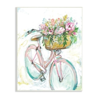 Stupell Parisian Retro Bike Spring Flower Basket Painting Wood Wall Art ...