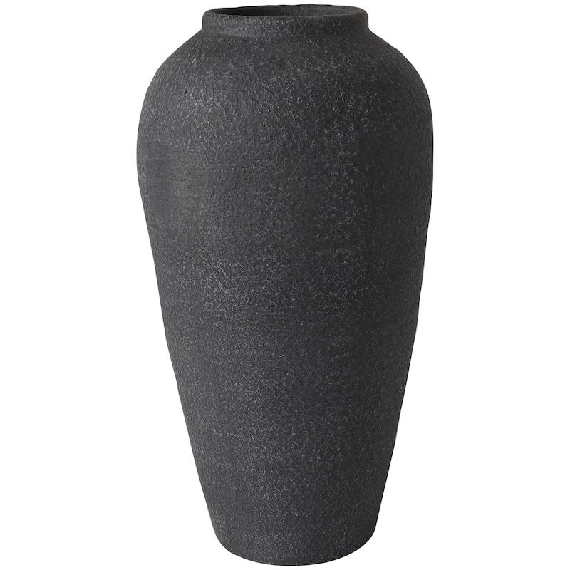 Black Ceramic Whitewashed Textured Vase